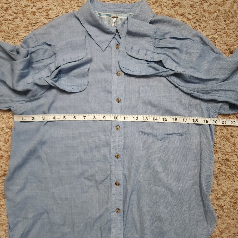 Free‎ People Blue Womens S Long Sleeve Button Up Shirt - Picture 4 of 8
